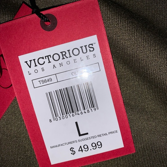 Victorious Unisex Olive Tee - Picture 3 of 7